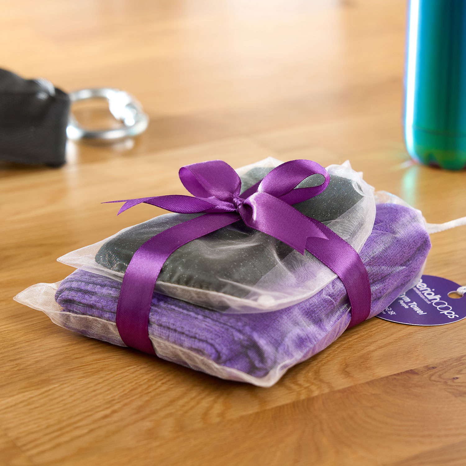 Bundles-AH2024-TWL-PUR-PP-BT-SP-BLK-ILHTP_0014 Aerial Hoop Gift bundle - Purple Towel with Black socks I Love Hoop