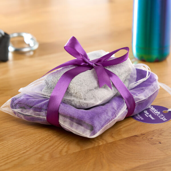 Aerial Hoop Gift bundle - Purple Towel with Grey Fluffy socks I Love Hoop